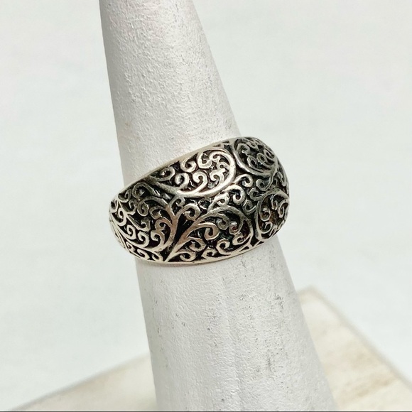 100% Sterling 925 Silver Stamped Scroll Engraved Swirl Boho Gypsy Hippie Ring 5 - Picture 3 of 10